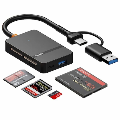 Lecteur De Carte Mémoire 8En1 USB + Type-C ADS-316 - Livraison Tunisie | IDEAL INFORMATIQUE