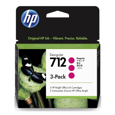 Pack de 3 Cartouches d'encre HP 712 Magenta - Livraison Tunisie | IDEAL INFORMATIQUE