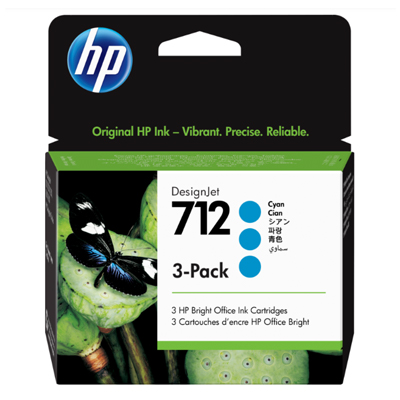 Pack de 3 Cartouches d'encre HP 712 Cyan - Livraison Tunisie | IDEAL INFORMATIQUE