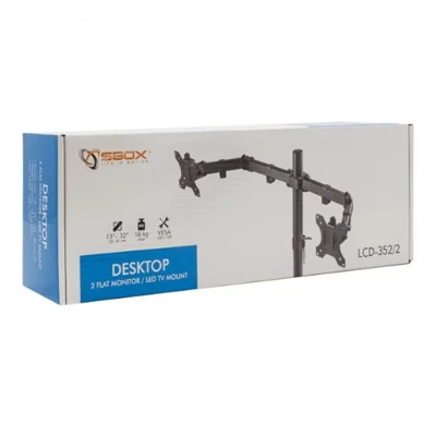 Support de bureau SBOX pour 2 moniteurs LCD 13-32/2 (LCD-352/2) - Livraison Tunisie | IDEAL INFORMATIQUE