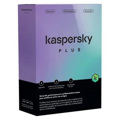 Antivirus KASPERSKY PLUS 5 Poste 1 AN - Livraison Tunisie | IDEAL INFORMATIQUE