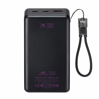 Power Bank VA2312 RIVACASE 20000 mAh -Noir - Livraison Tunisie | IDEAL INFORMATIQUE