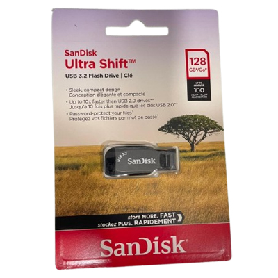 Flash Disk SANDISK Ultra Shift 128Go USB 3.2 - Livraison Tunisie | IDEAL INFORMATIQUE